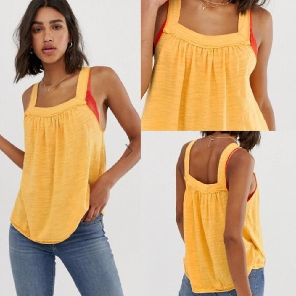 Free People We the Free Good For You Tank Top XS Yellow/ Golden Orange